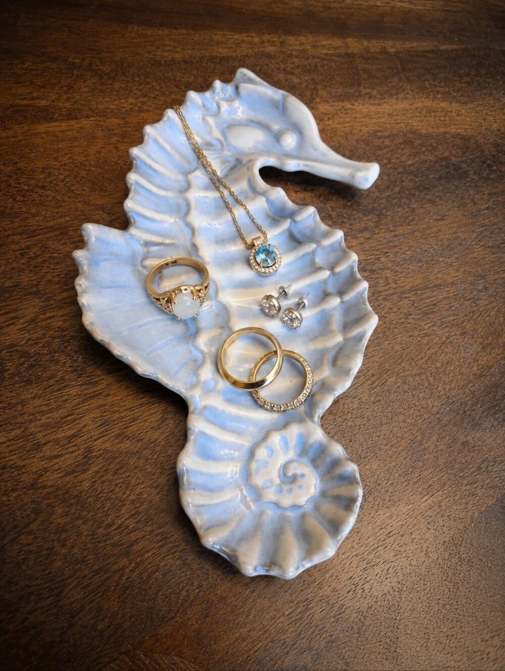 Cracker Barrel Susan Winget Stoneware Seahorse Trinket Dish Coastal Beach Decor
